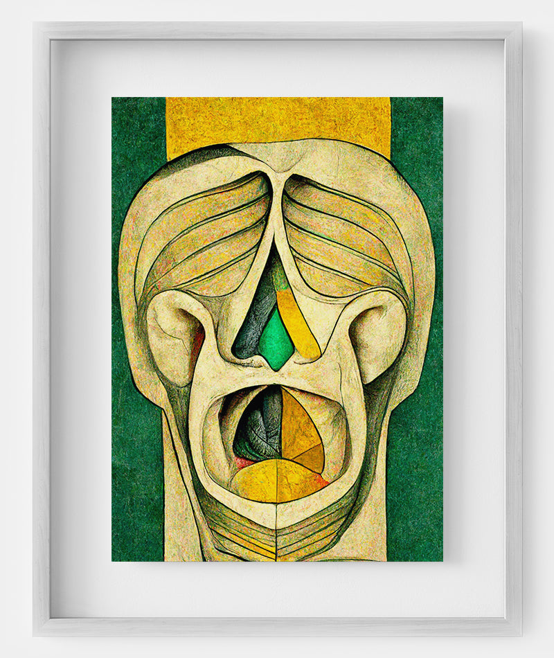 Artwork portraying anatomical details of the throat in an abstract manner. Decorative art prints for an otorhinolaryngology (ENT) setting.