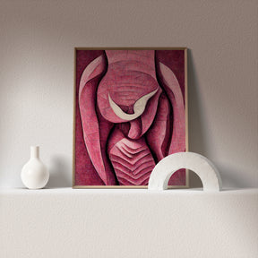Uterus Anatomy Art - Abstract depiction of the female reproductive system in a contemporary art style