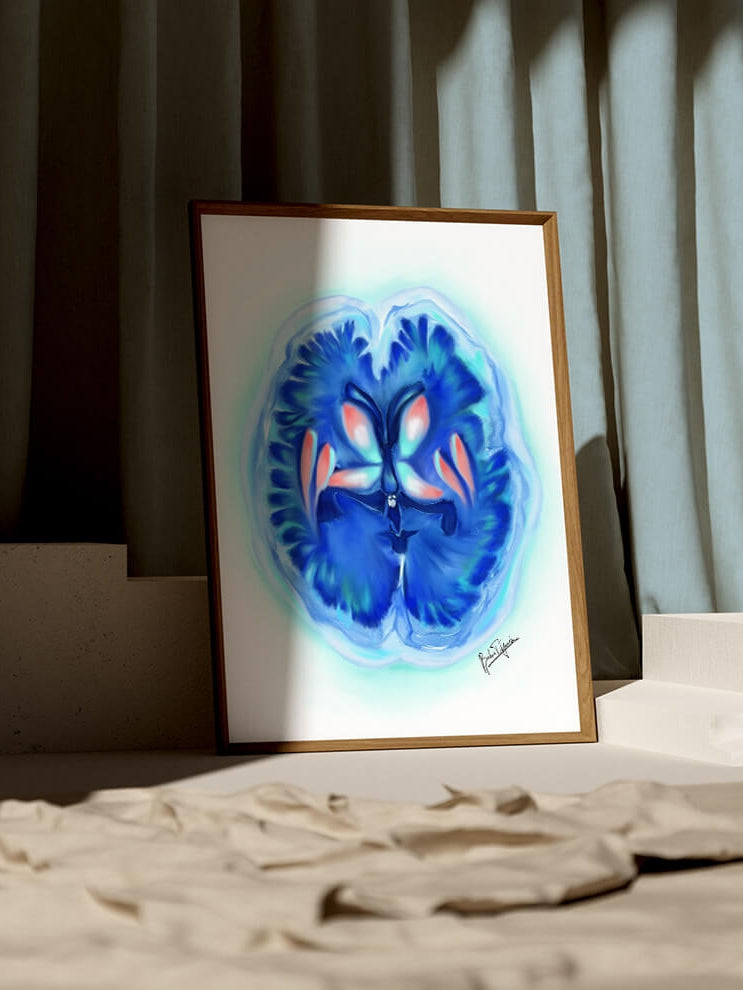 Abstract brain art print- Basal ganglia drawing-Neurology art-Anatomical drawing-Neuroscientist neurologist neurosurgeon gift-Medical print