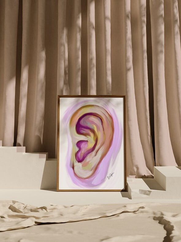 Abstract ear artwork- external ear art print- ENT art- audiology art- otolaryngologist gift