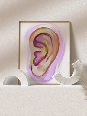 Abstract ear artwork- external ear art print- ENT art- audiology art- otolaryngologist gift