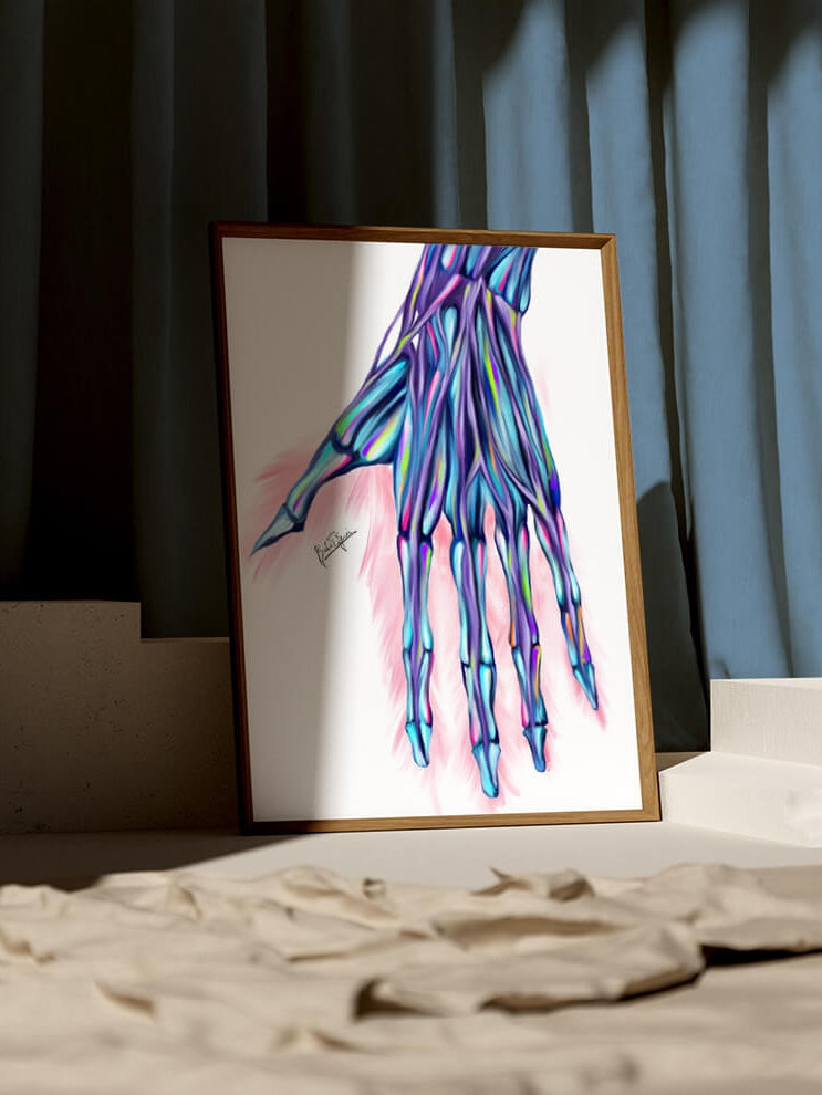 Abstract hand anatomy art print-Hand bones muscles artwork-Musculoskeletal anatomy-Plastic surgeon Orthopedic surgeon gift-Hand surgeon gift