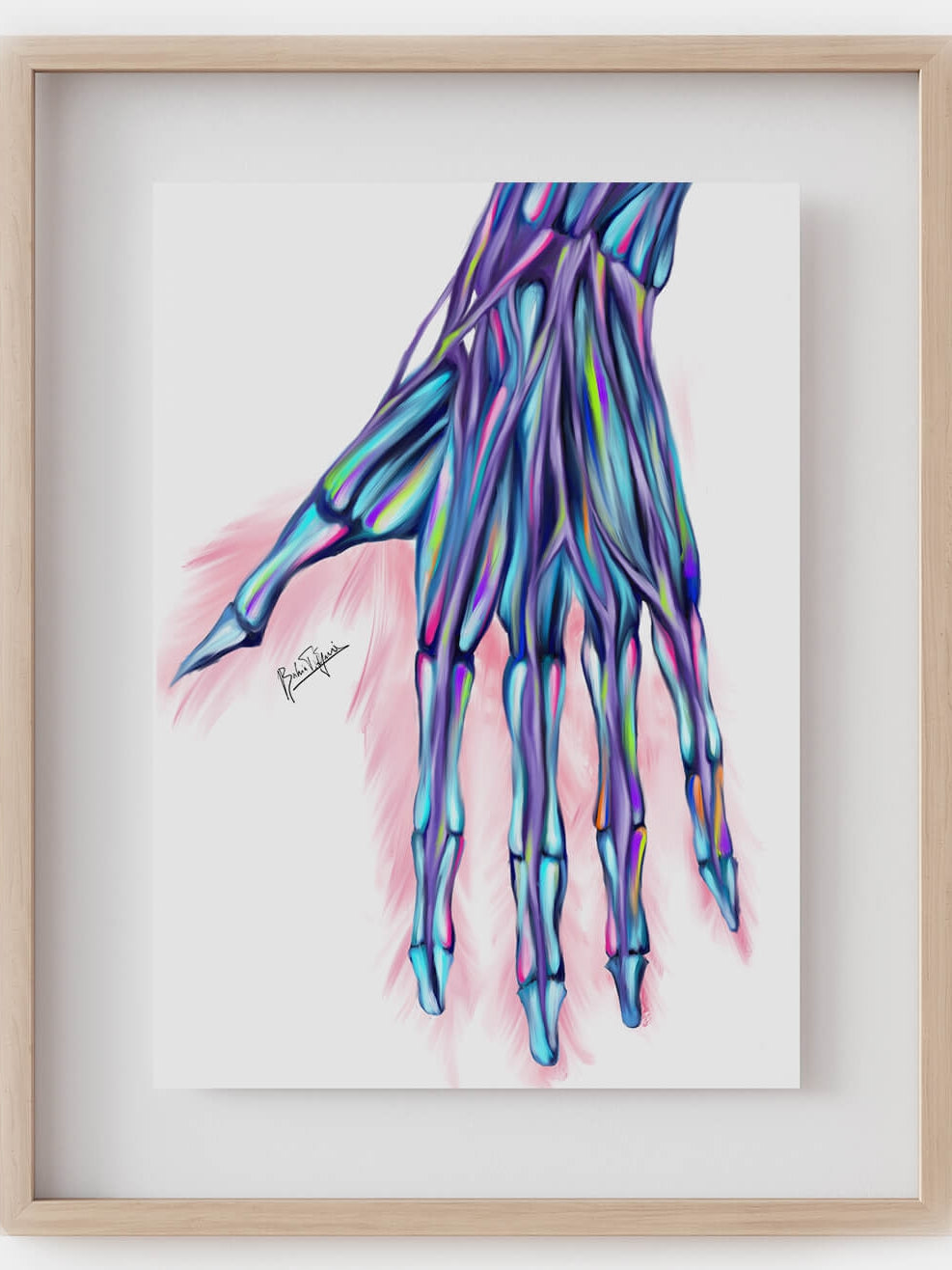 Abstract hand anatomy art print-Hand bones muscles artwork-Musculoskeletal anatomy-Plastic surgeon Orthopedic surgeon gift-Hand surgeon gift