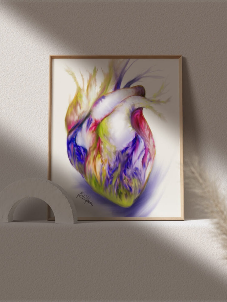 Heart anatomy art print-cardiology abstract art-human heart painting-cardiologist cardiothoracic surgeon gift-heart surgery art-office decor