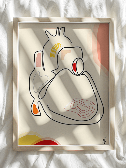 Boho heart anatomy art