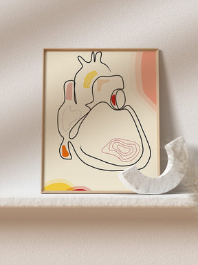 anatomical boho heart abstract minimalist art medic -cardiologist cardiothoracic surgeon gift-al gift-medical wall art-medical student gift