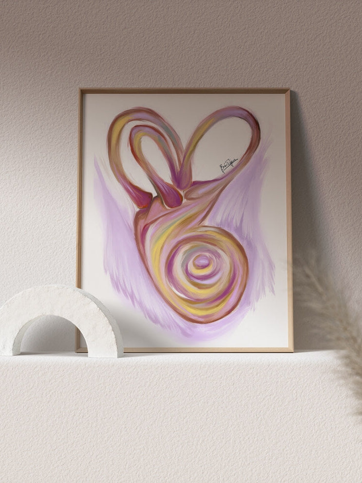 abstract inner ear anatomy art print- ENT art-Audiology art-Otolaryngologist gift-ear artwork-cochlea drawing