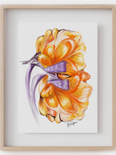 Floral kidney anatomy art print- nephrology wall art-urologist general surgeon transplant surgeon gift-urology medical art-anatomical kidney