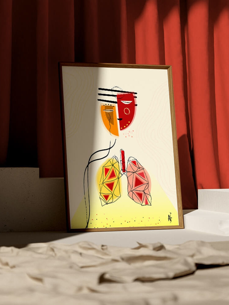 abstract lungs anatomy art print- respiratory system-boho geometrical art-pulmonologist thoracic surgeon gift-pulmonary wall art-minimal art