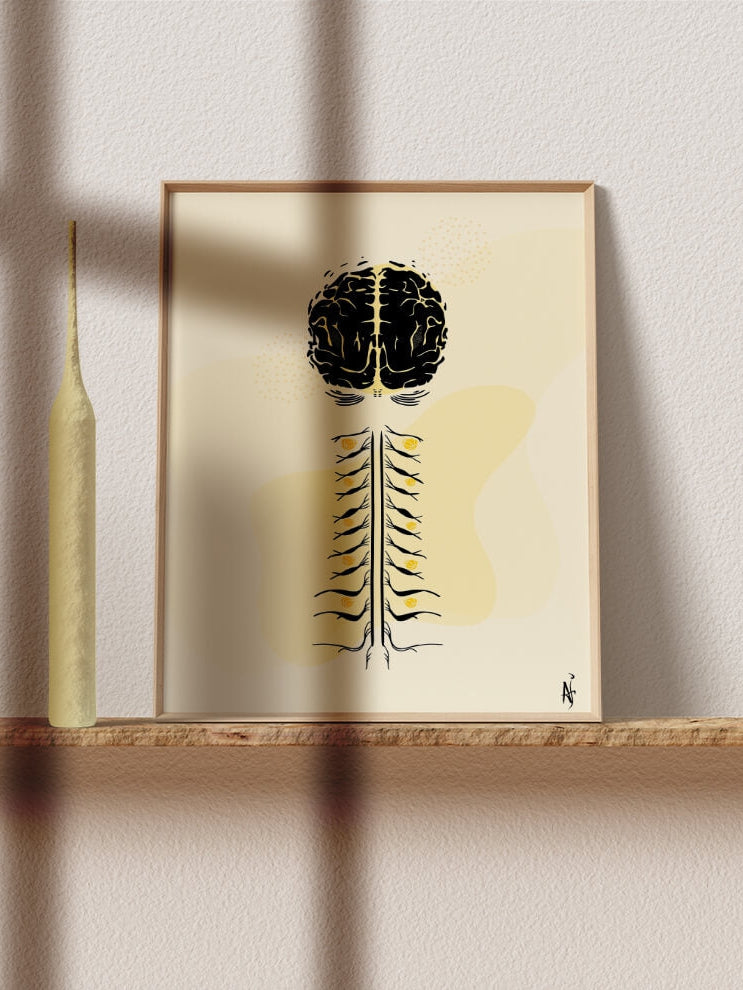 Brain spinal cord anatomy art print-minimalist neuroanatomy art-boho art-neurosurgeon neurologist neuroscientist anesthesiologist gift