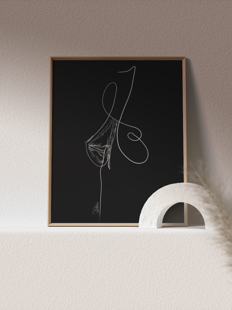Printable Breast line art-Modern minimalist art-feminist art-custom doctor gift-downloadable digital art-OBGYN gift-Breast surgeon gift