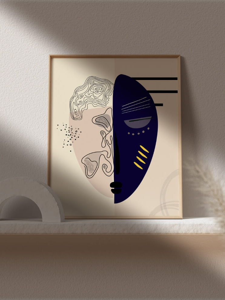 Facial anatomy minimalist art print-sinuses anatomy art-nose abstract face modern art-otolaryngologist gift-ENT office decor