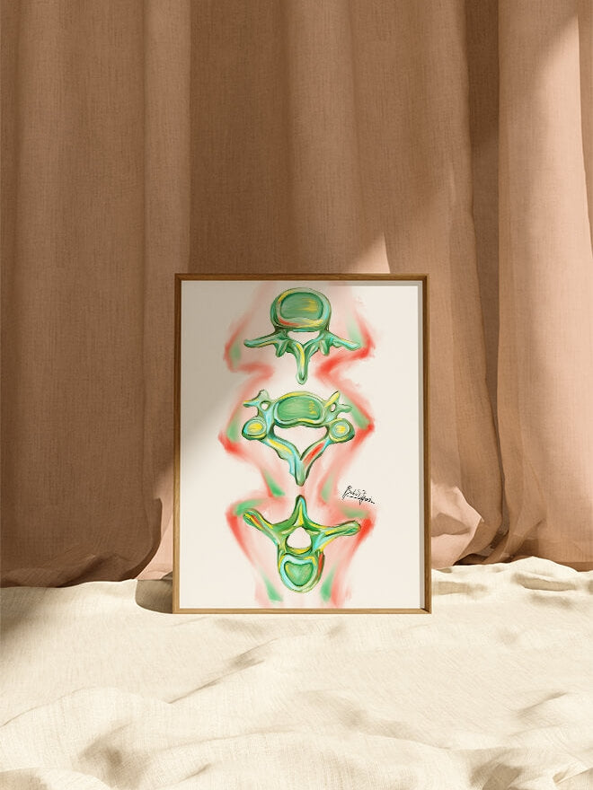 Abstract three cervical, thoracic and lumbar vertebrae art print-Orthopedic surgeon Chiropractor gift-Anatomical spine- Bone artwork